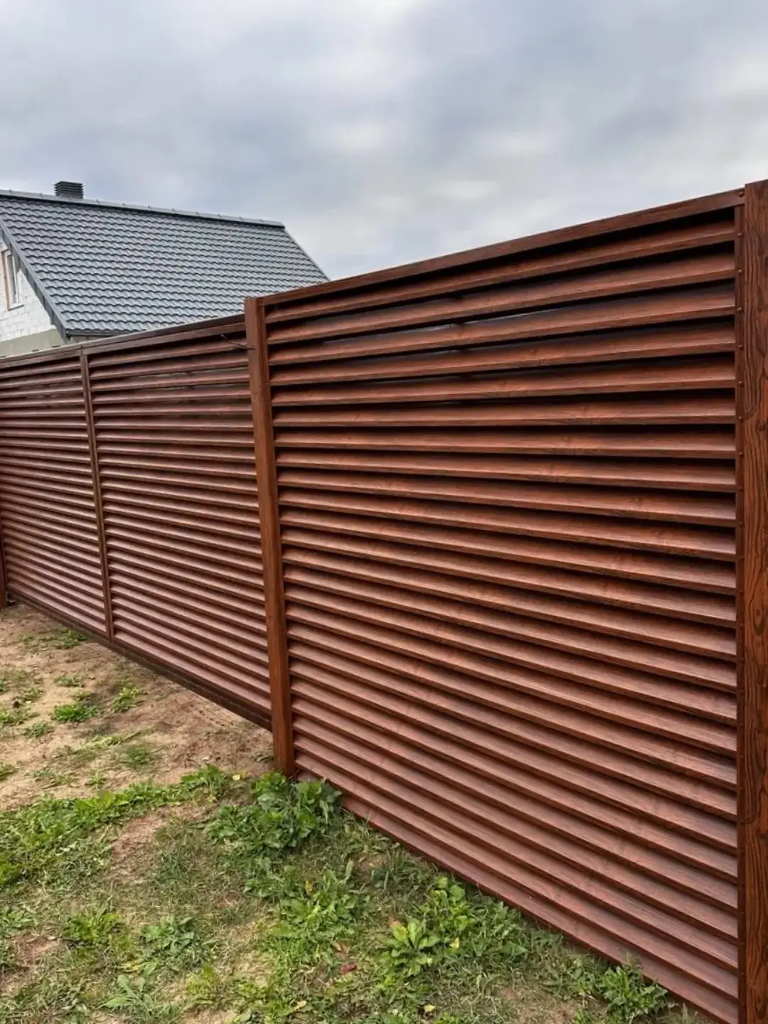 Забор-жалюзи из ламелей ЭКО-Z 58м Темный Дуб 3D Принтек фото 1 в Кирове